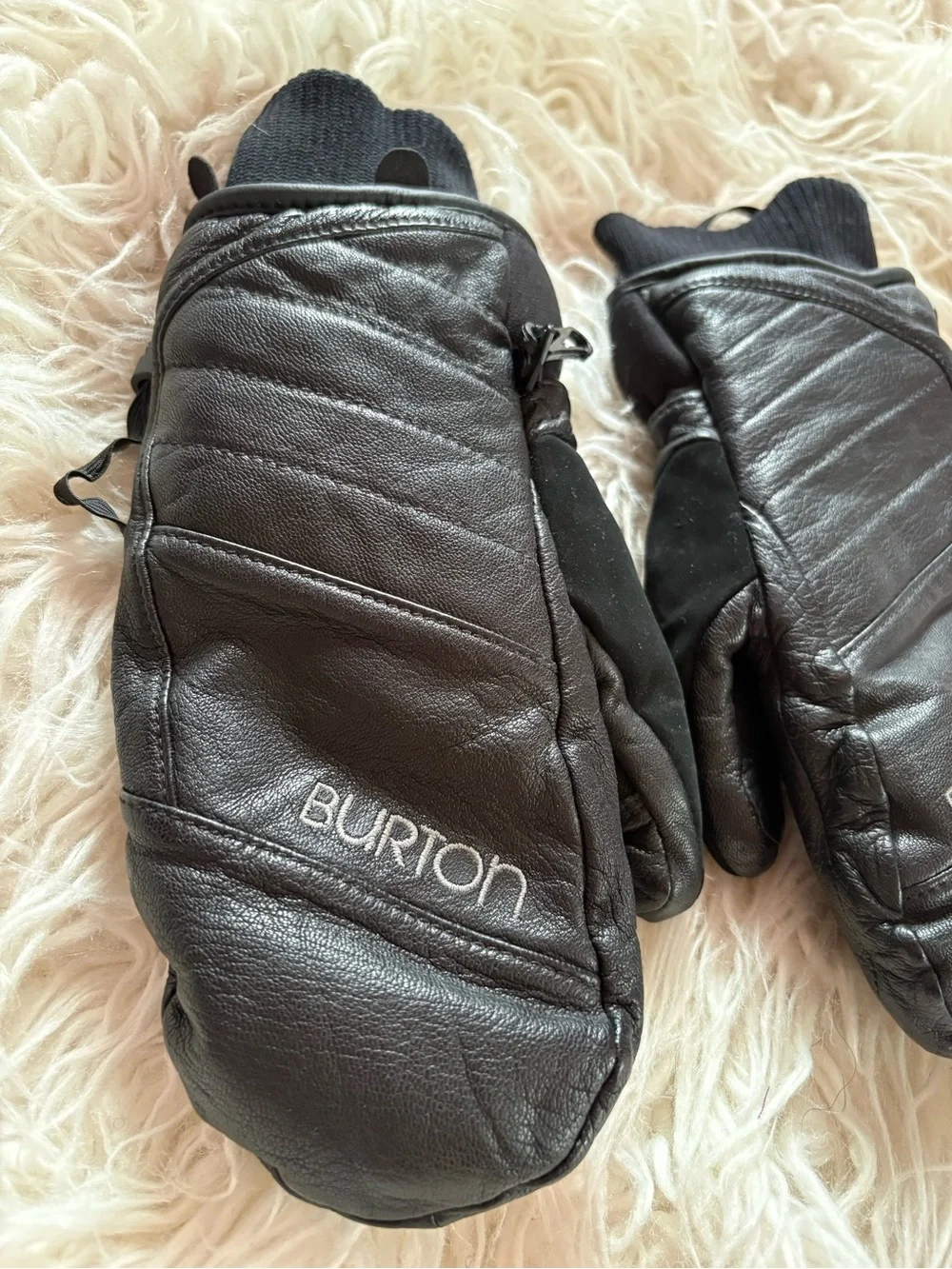 Burton Women's Favorite Leather Mittens Black Snowboard Ski Winter Size XS